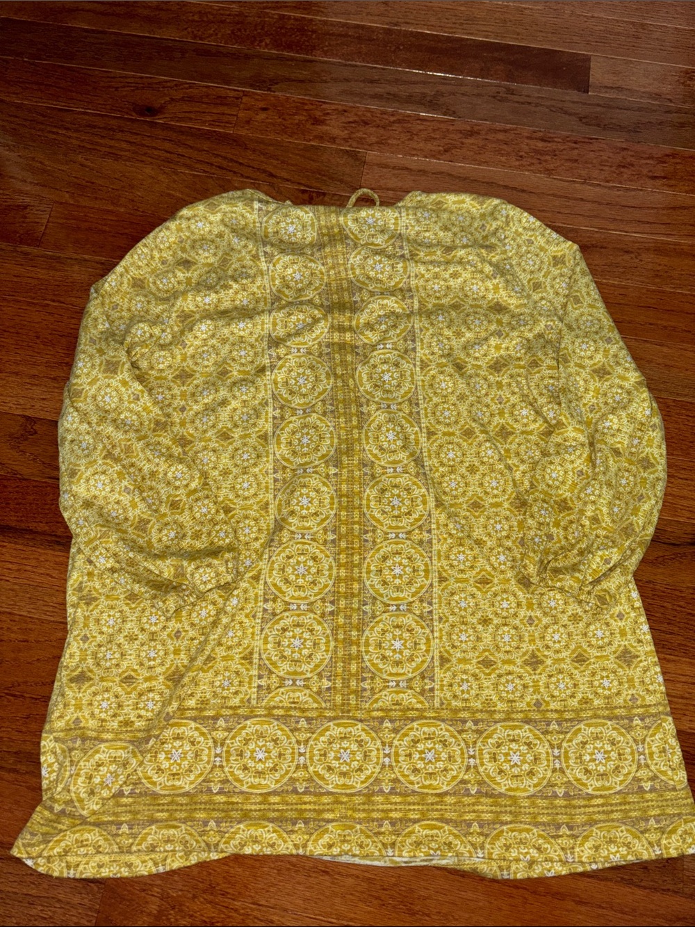Rose & Olive Yellow & Brown Quarter Sleeve Blouse Women’s Size Small - Picture 7 of 7